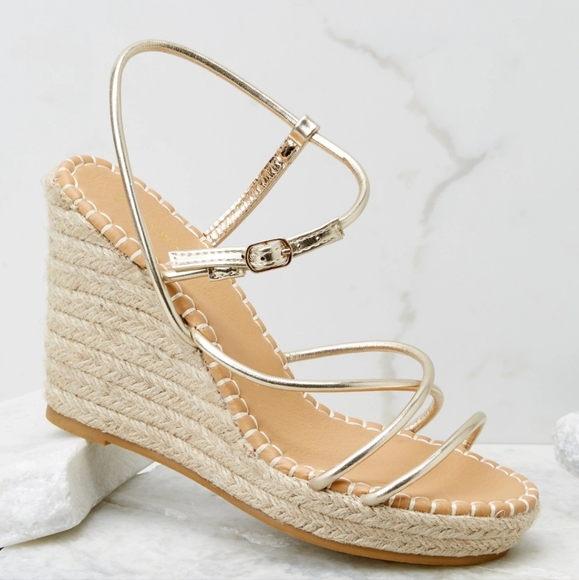 Red Dress Boutique Shoes - Minutes to Midnight Gold Wedges - Only Worn Once!